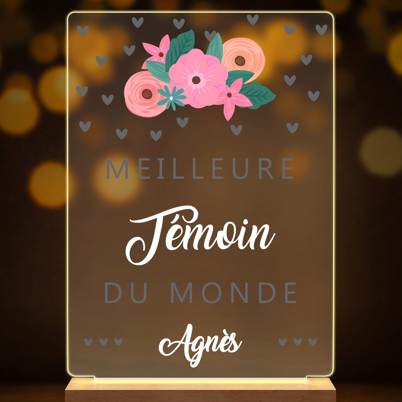 Lampe LED personnalisée de taille L pour amie témoin de mariage