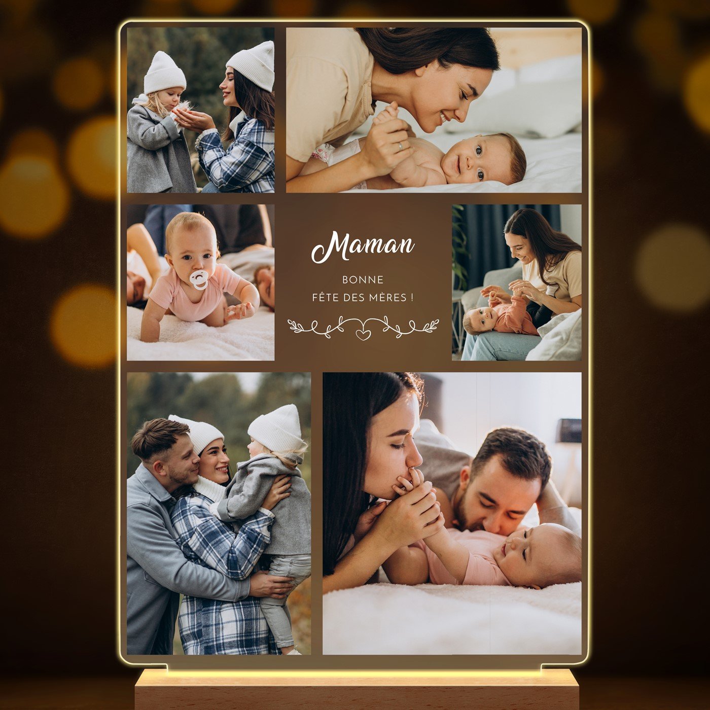 Lampe LED personnalisée de taille XL avec photo pour maman pour la fête des mères 