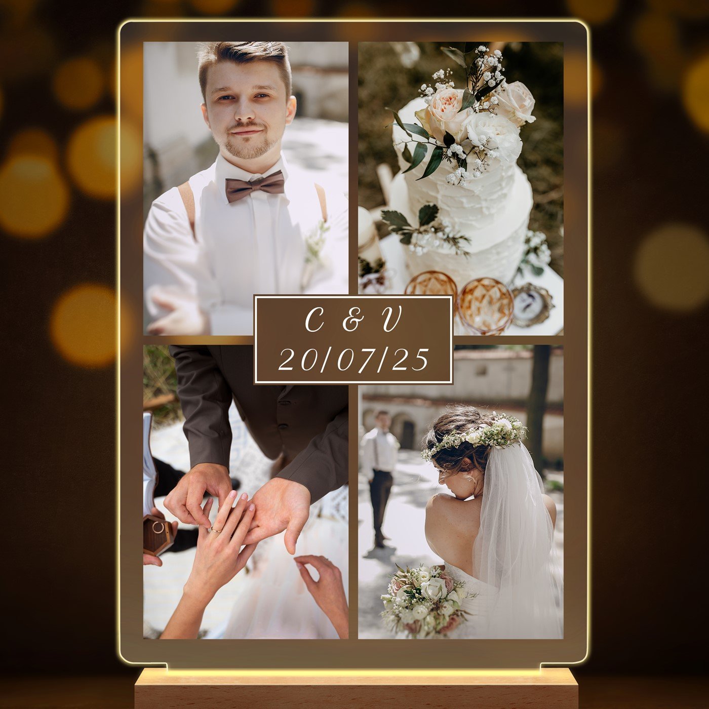 Lampe LED personnalisée de taille XL avec photos de mariage