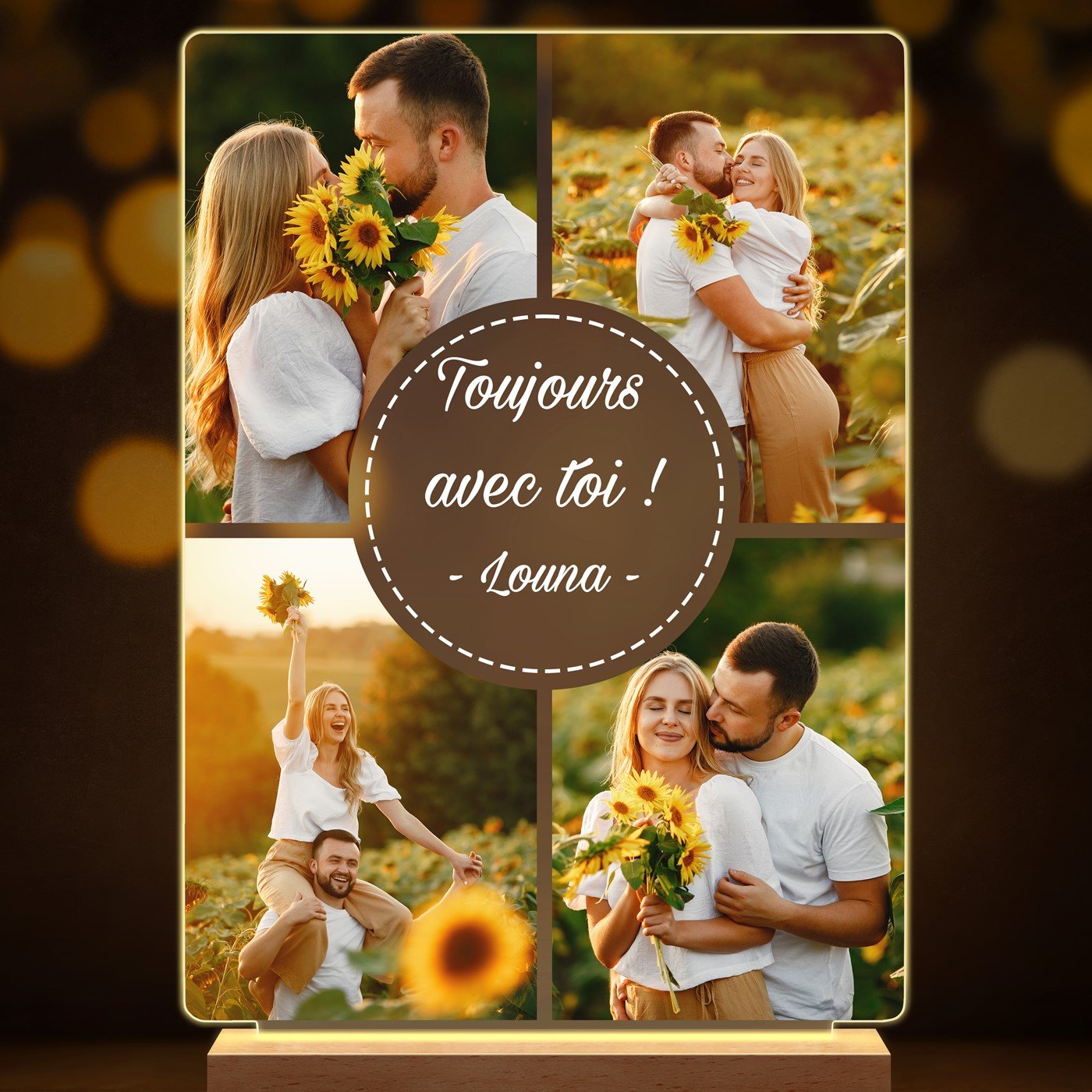 Lampe LED personnalisée de taille XL avec photo pour copain pour la Saint-Valentin