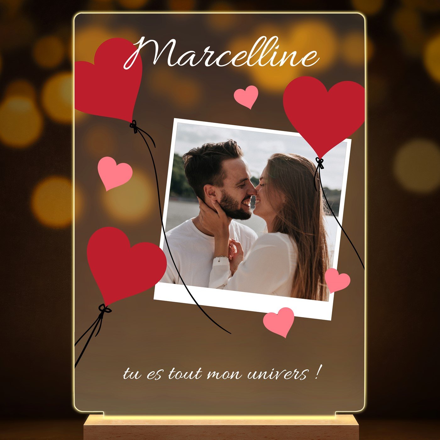 Lampe LED personnalisée de taille XL avec photo pour épouse pour la Saint-Valentin
