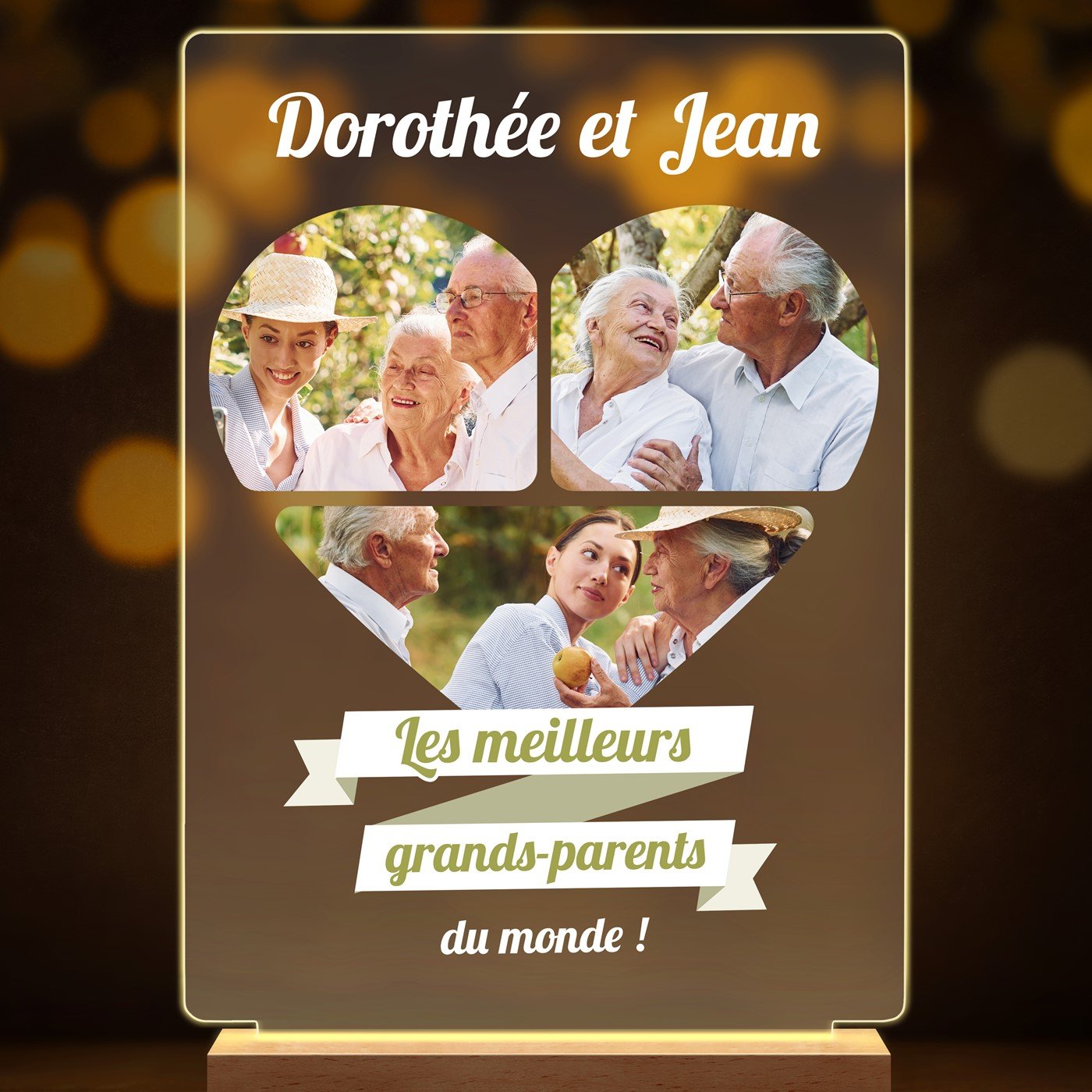 Lampe LED personnalisée de taille XL avec photo pour mamie et papy