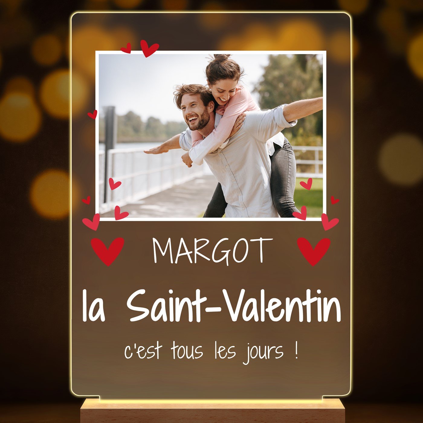 Lampe LED personnalisée de taille XL avec photo pour femme pour la Saint-Valentin