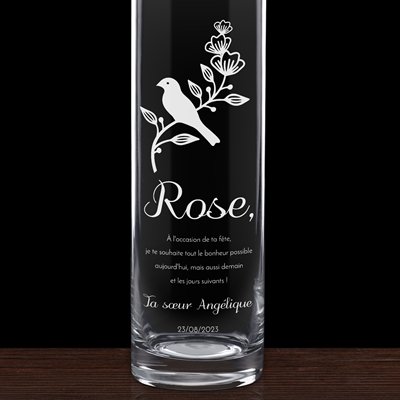 Vase en verre personnalisé pour l'anniversaire d'une sœur