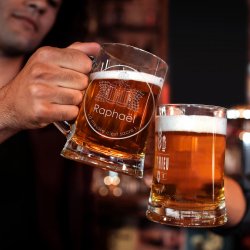Chope en verre à bière avec gravure pour lui meilleur ami