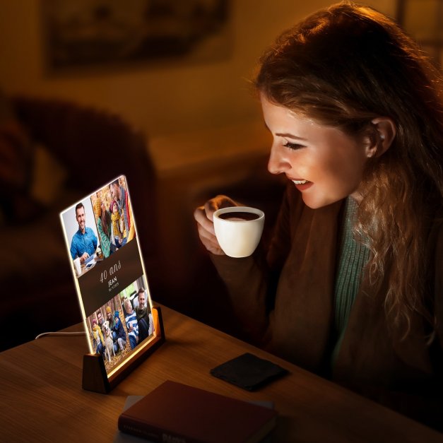 Frande Lampe LED XL personnalisée avec photo pour homme pour ses 40 ans