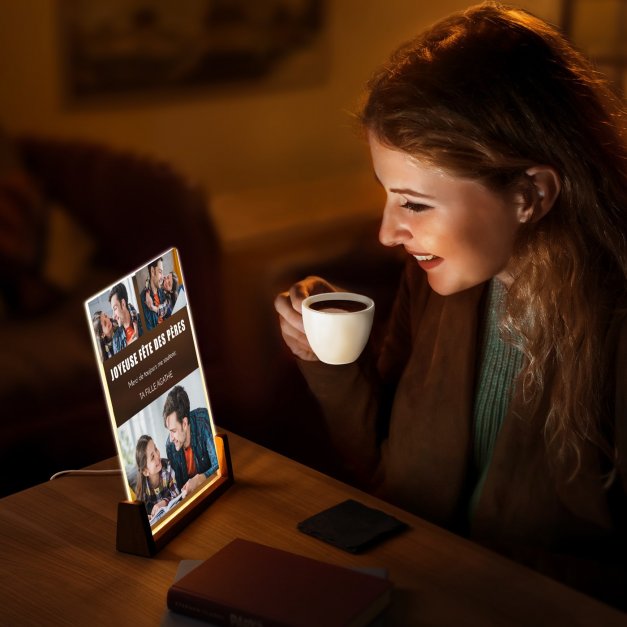 Lampe LED XL personnalisée avec photo pour papa pour la fête des pères