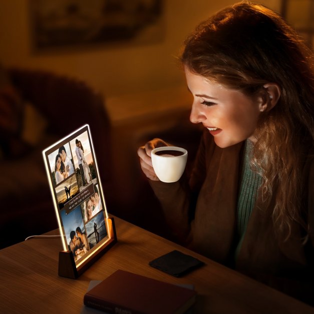 Lampe LED XL personnalisée avec photo pour couple