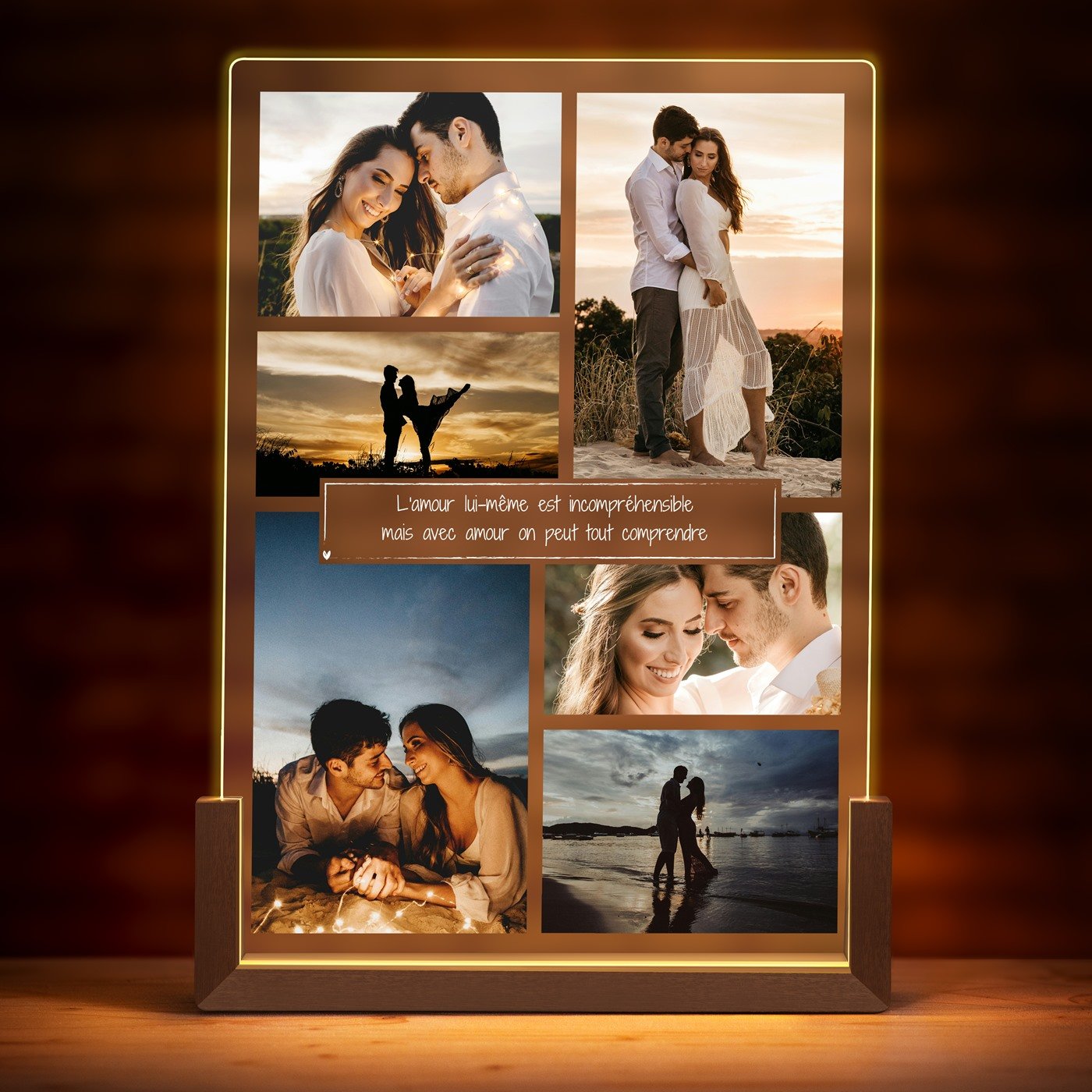 Lampe LED XL personnalisée avec photo pour couple