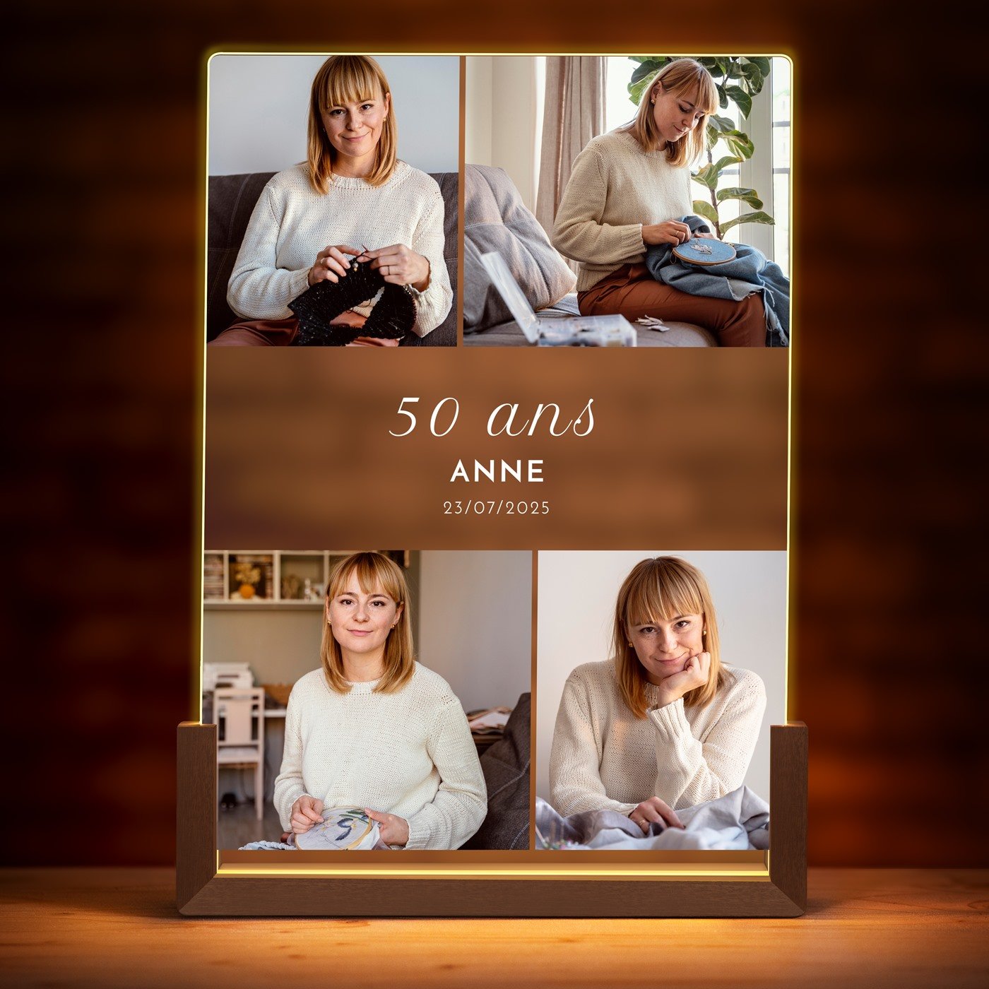 Lampe LED XL personnalisée avec photo pour femme pour ses 40 ans