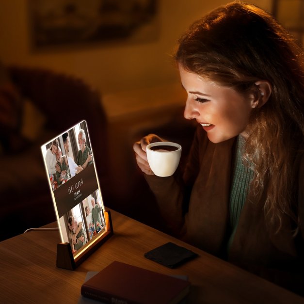 Lampe LED XL personnalisée avec photo pour homme pour ses 60 ans