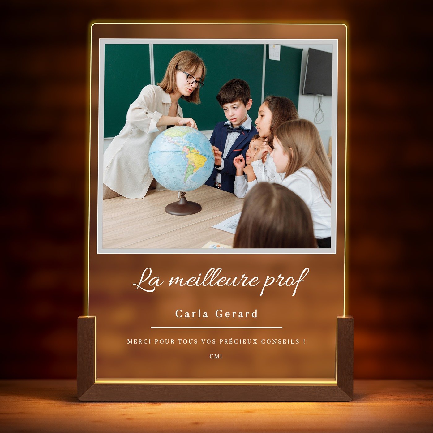 Lampe LED XL personnalisée avec photo pour prof enseignant