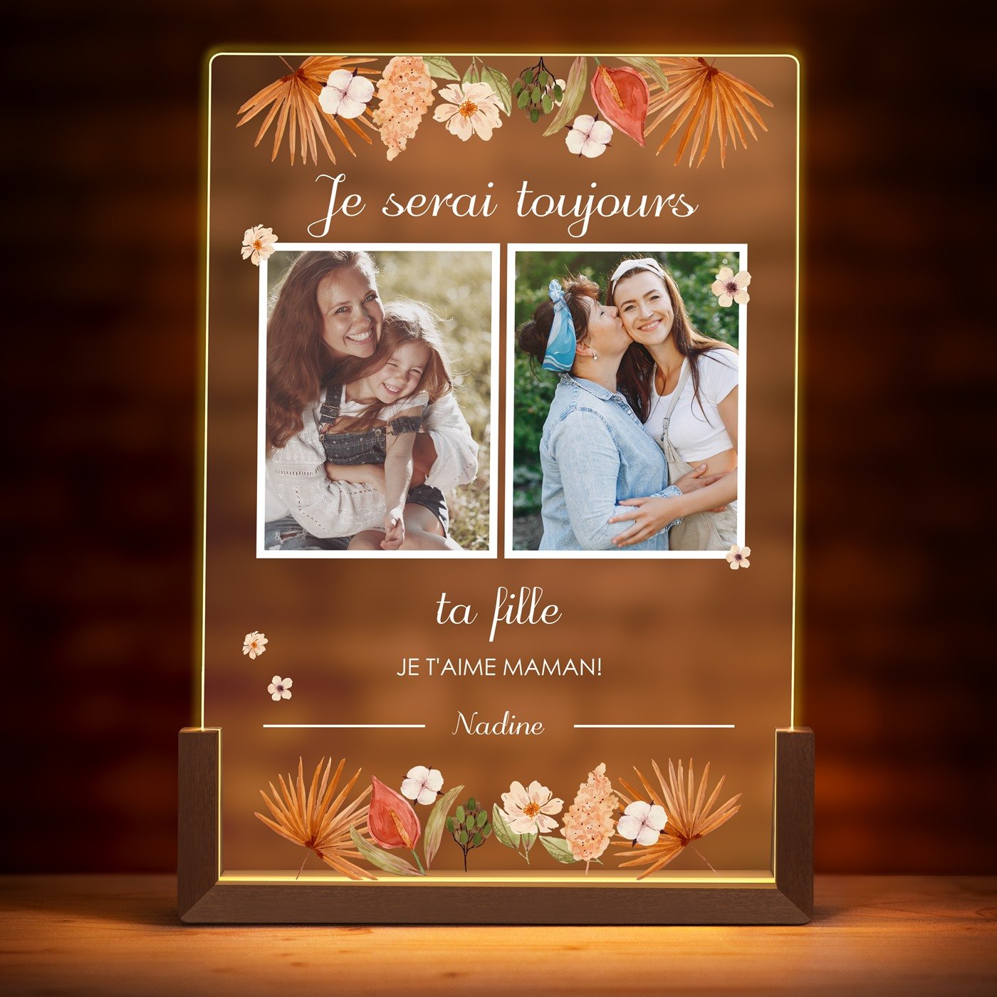 Lampe LED XL personnalisée avec photo pour maman