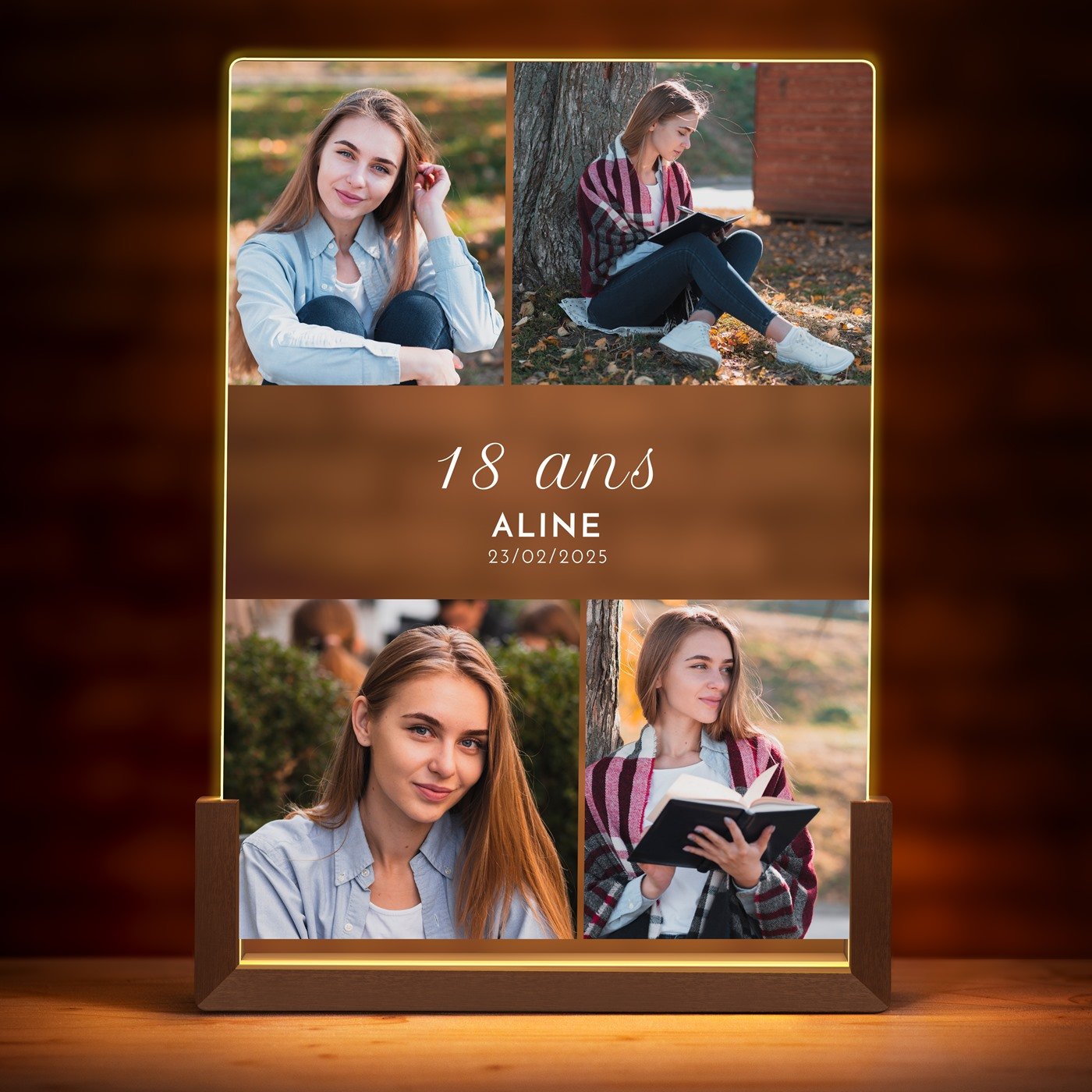 Lampe LED XL personnalisée avec photo pour 18e anniversaire