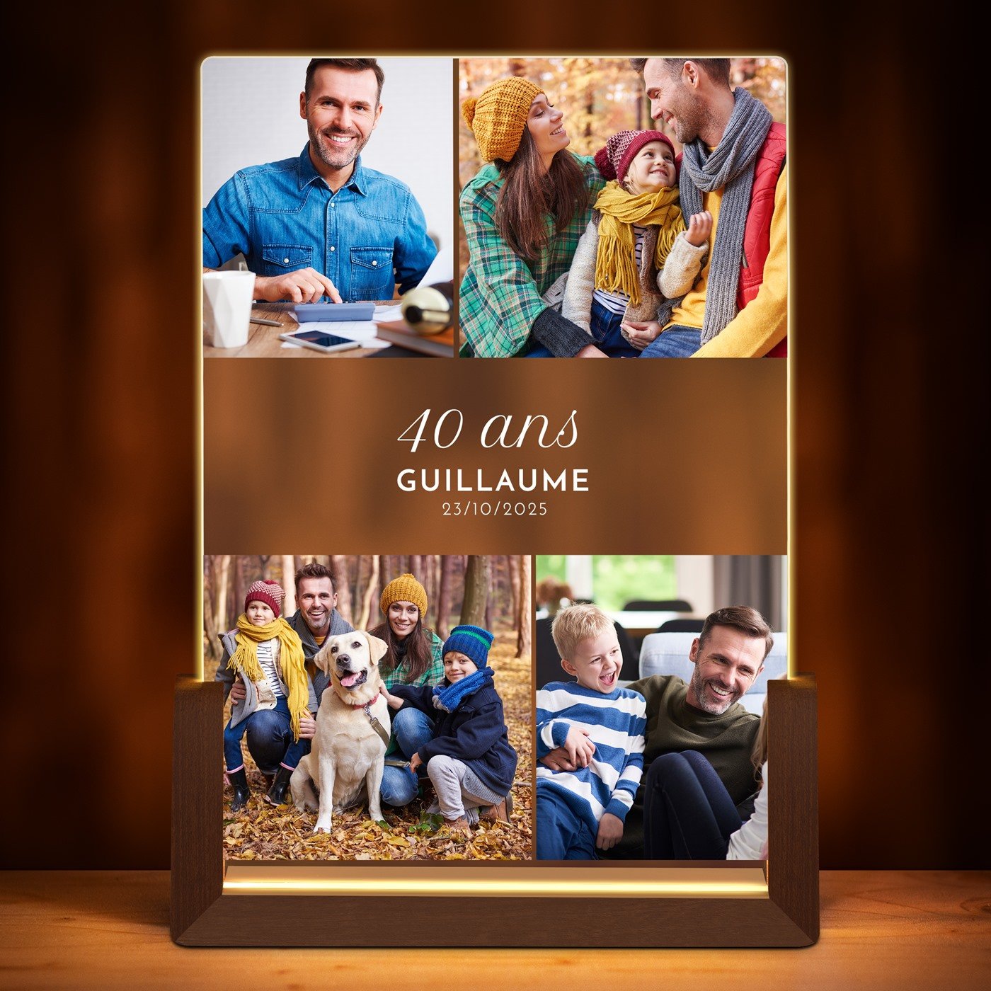 Lampe LED L personnalisée avec photo pour homme pour ses 40 ans