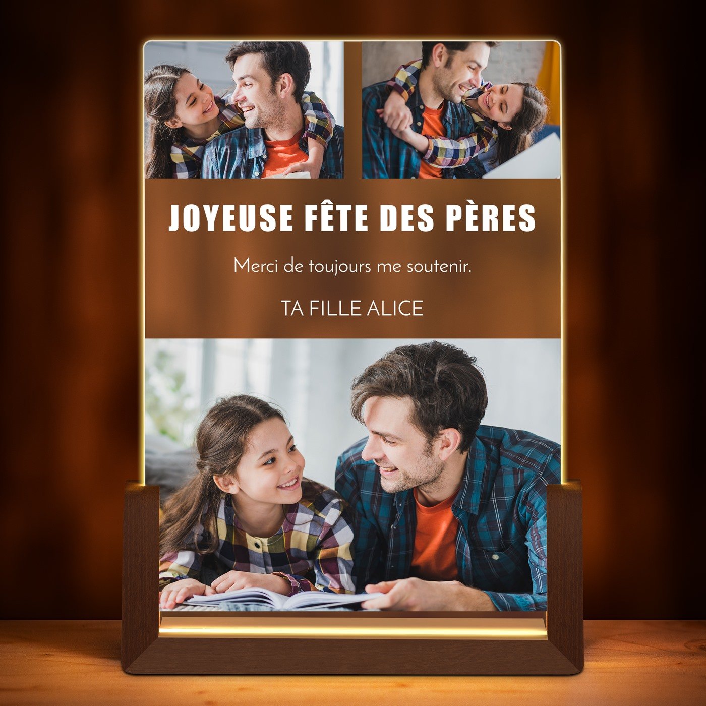Lampe LED L personnalisée avec photo pour papa pour la fête des pères