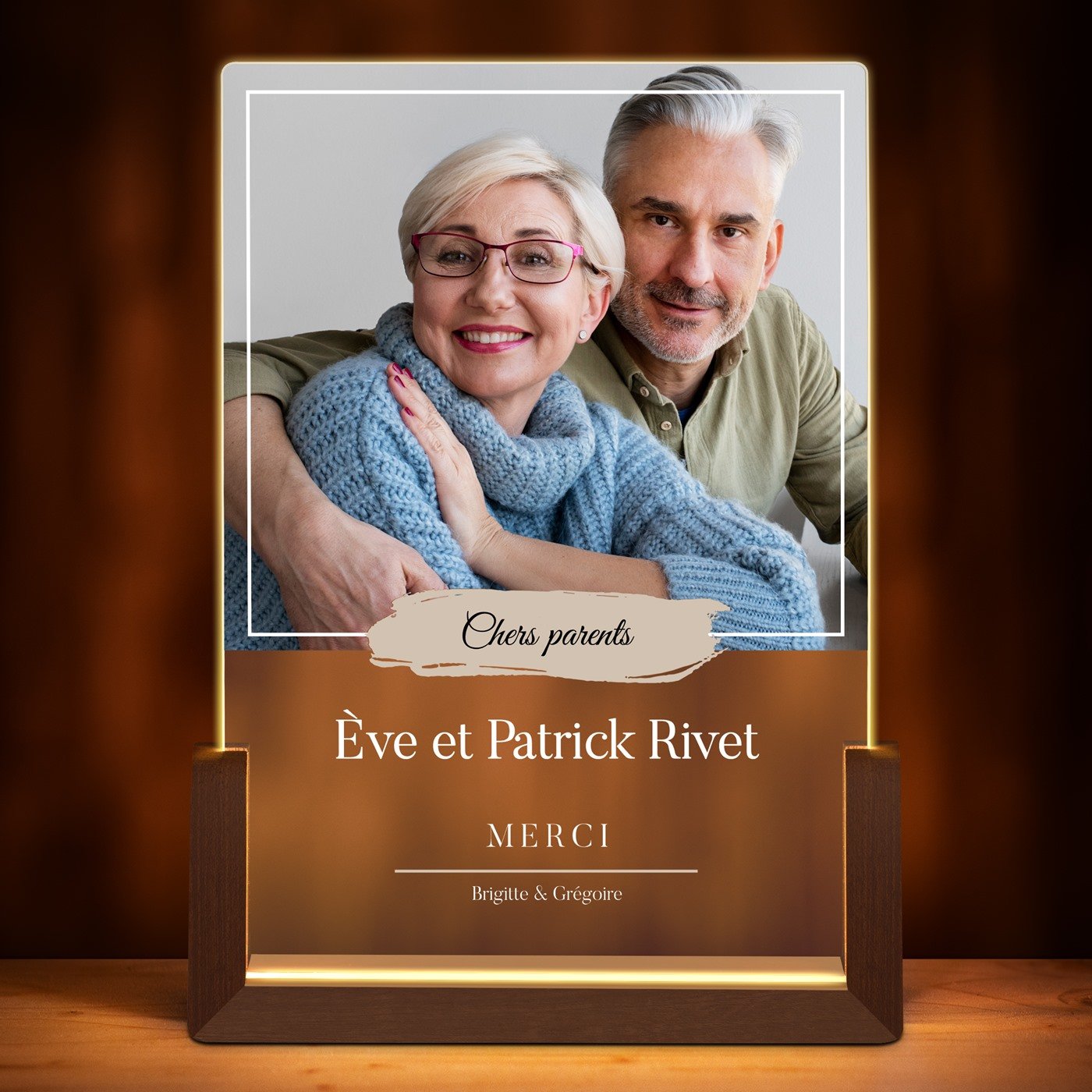 Lampe LED L personnalisée avec photo pour parents