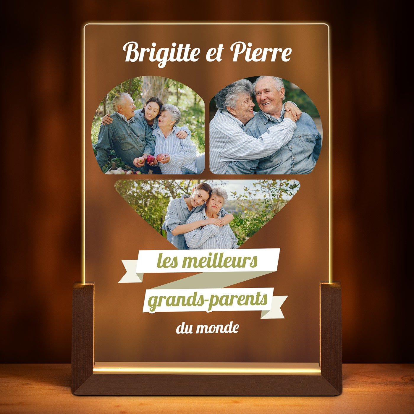 Lampe LED L personnalisée avec photo pour des grands-parents