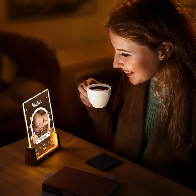 Lampe LED L personnalisée avec photo pour un nouveau-né