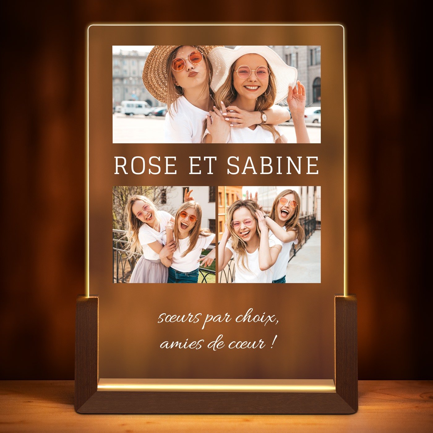 Lampe LED L personnalisée avec photo pour amies