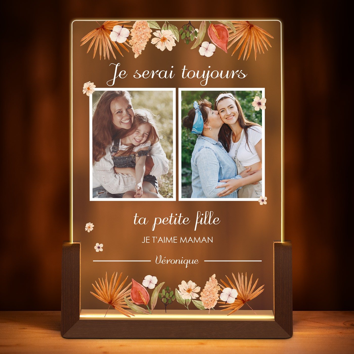 Lampe LED L personnalisée avec photo pour maman