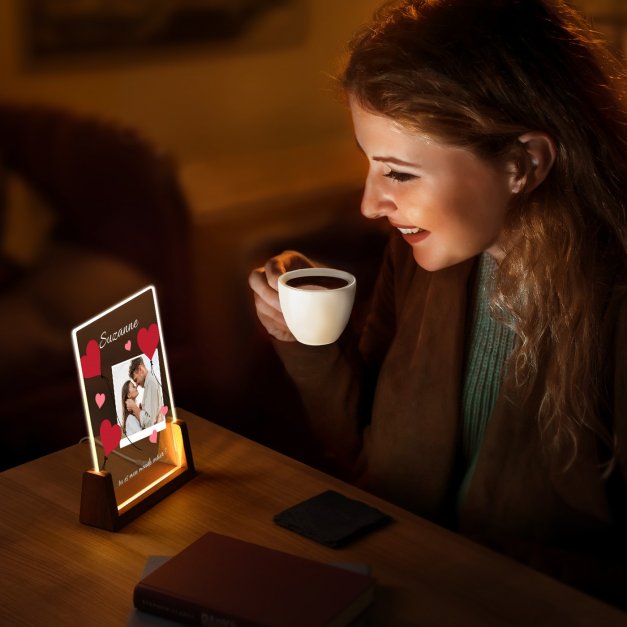 Lampe LED L personnalisée avec photo elle et lui