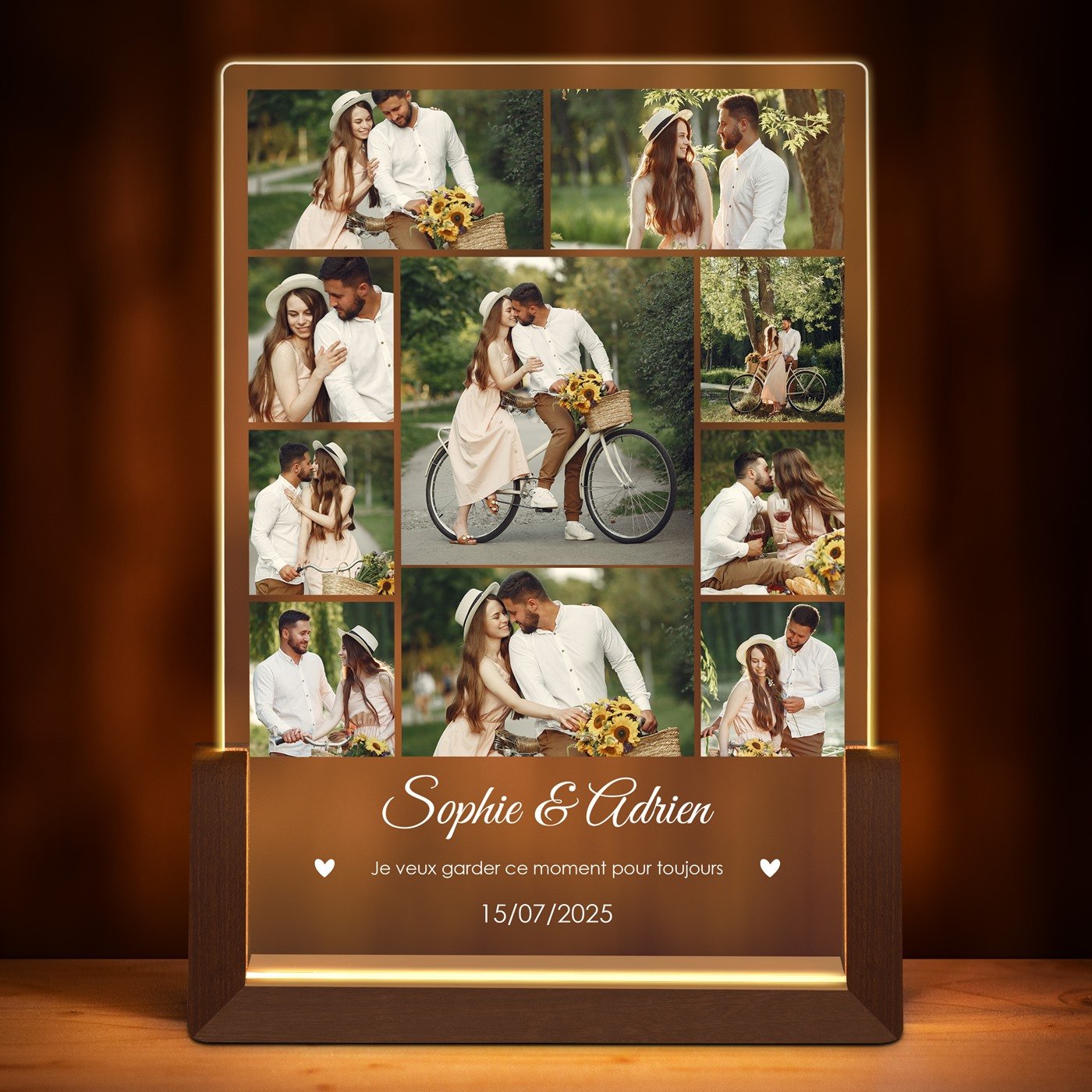 Lampe LED L personnalisée avec photo pour couple pour mariage