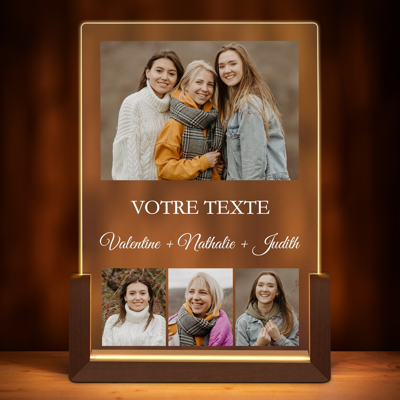 Lampe LED L personnalisée avec photo et votre texte