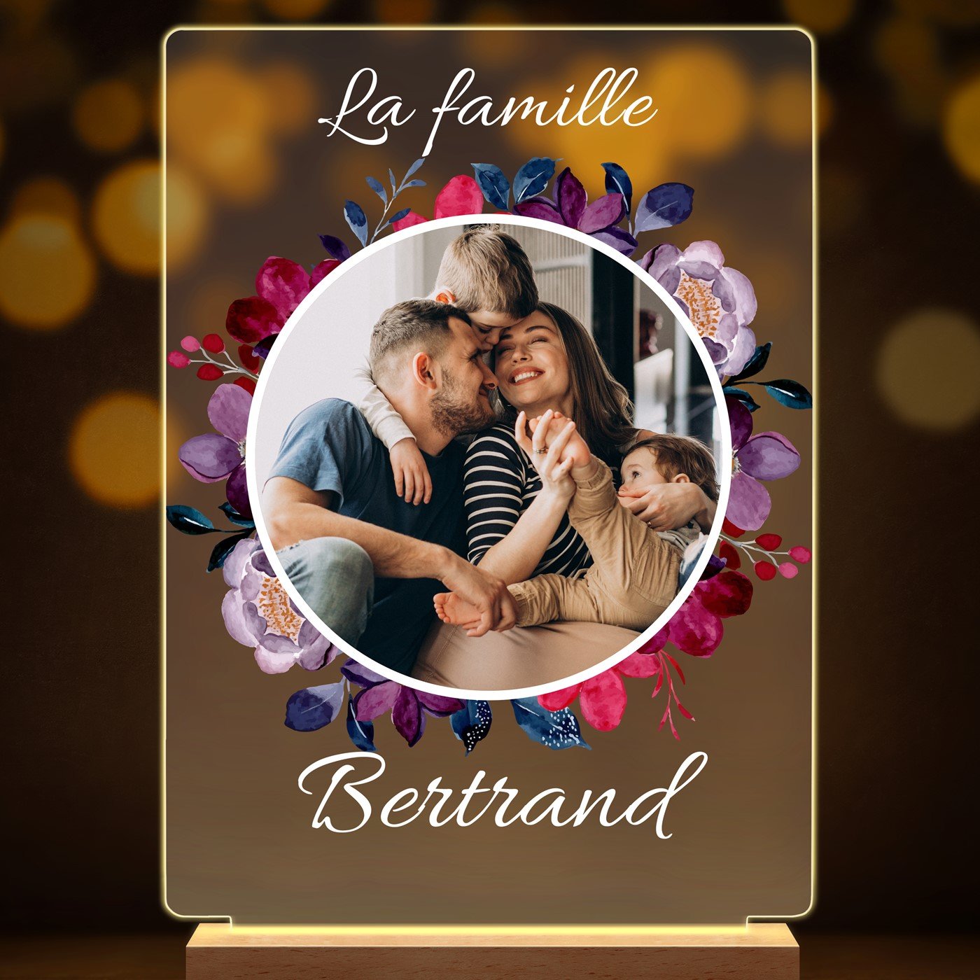 Lampe LED personnalisée de taille XL avec photos de famille