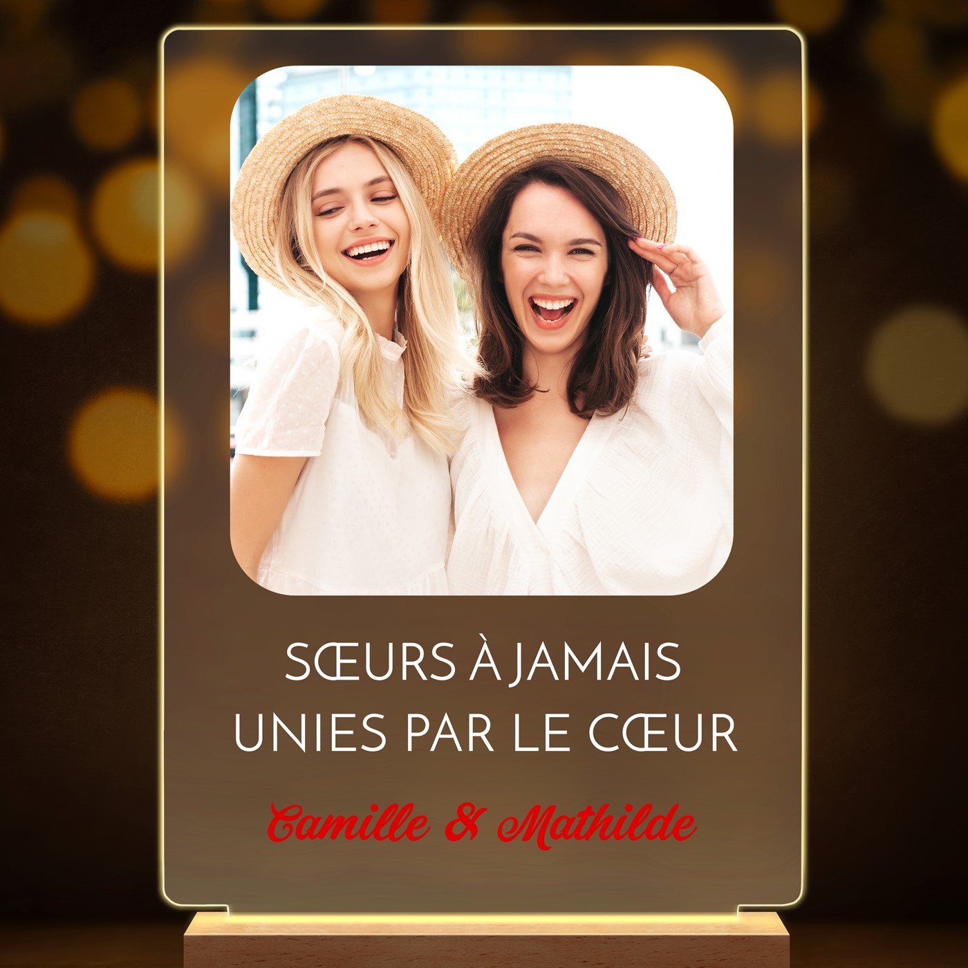Lampe LED personnalisée de taille XL avec photo pour meilleure amie