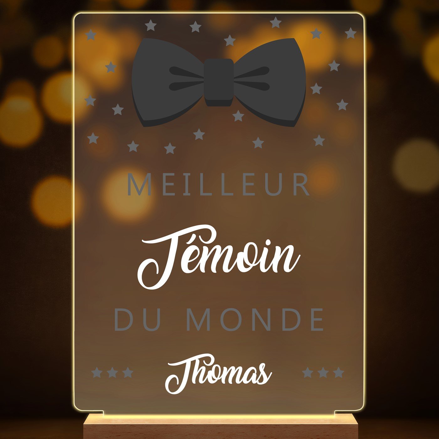 Lampe LED personnalisée de taille XL pour témoin de mariage
