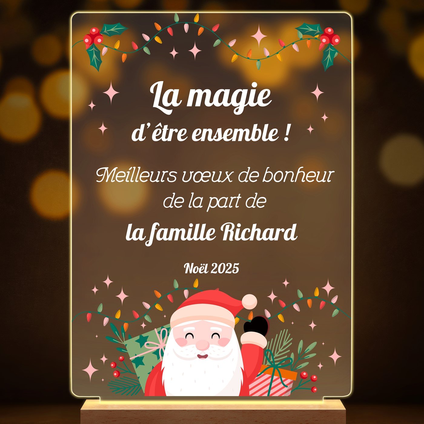 Lampe LED personnalisée de taille XL pour Noël 