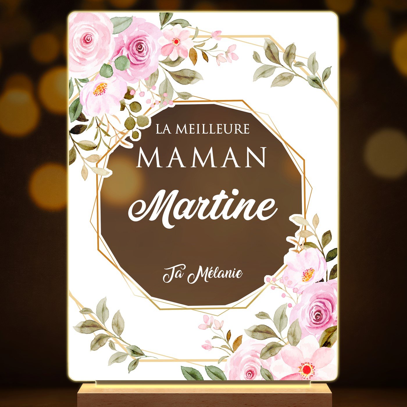 Lampe LED personnalisée de taille XL pour maman
