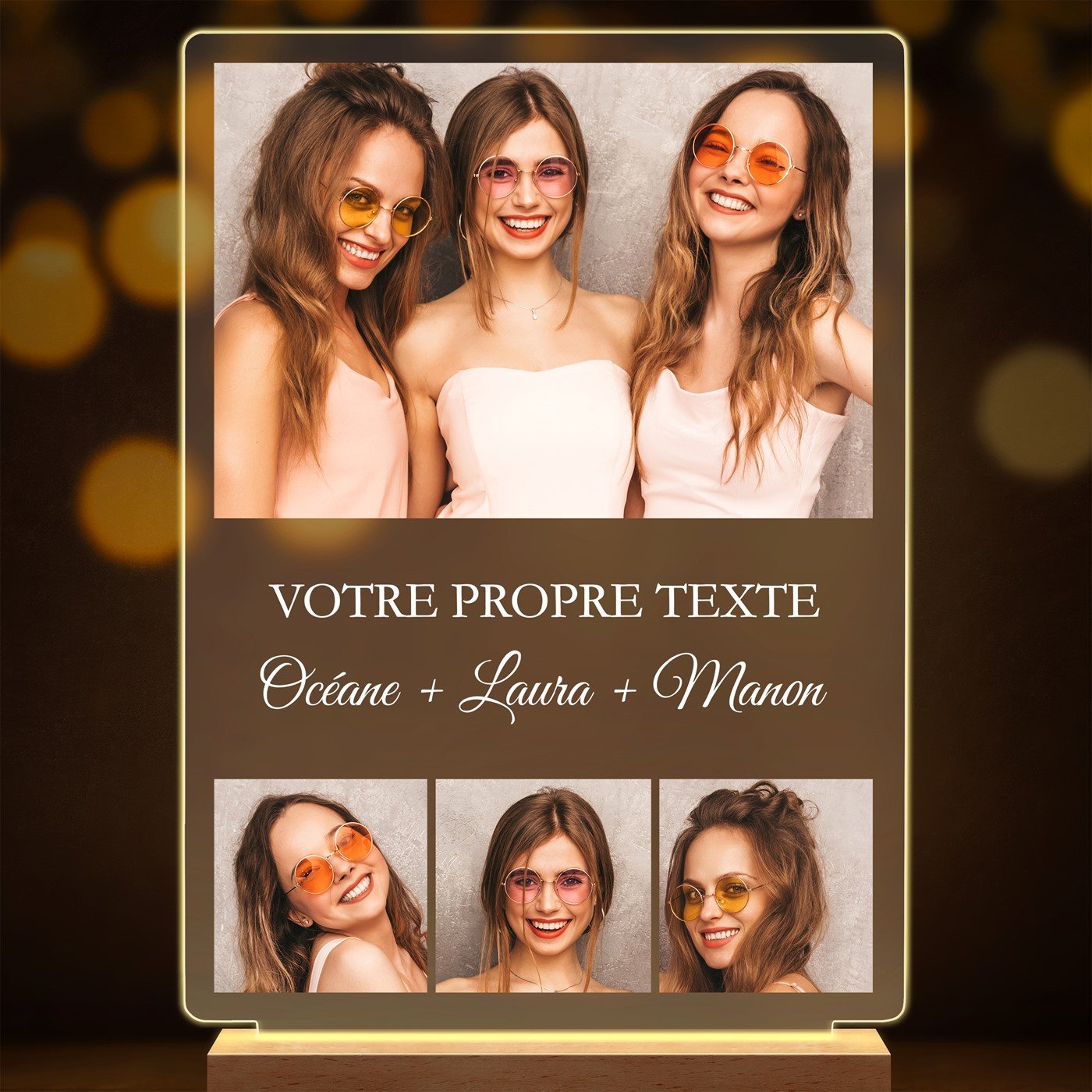 Lampe LED personnalisée de taille XL avec photo pour amies