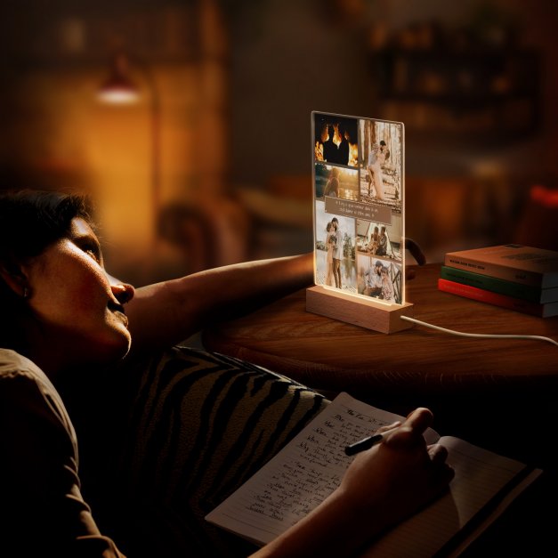Lampe LED personnalisée de taille L avec photo pour amis pour mariage