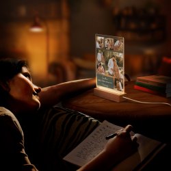 Lampe LED personnalisée de taille L avec photo pour mari pour la Saint-Valentin