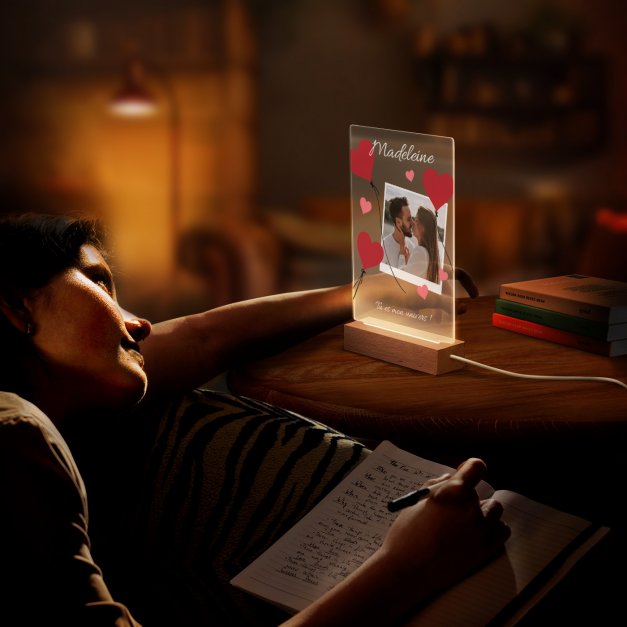 Lampe LED personnalisée de taille L avec photo pour épouse pour la Saint-Valentin