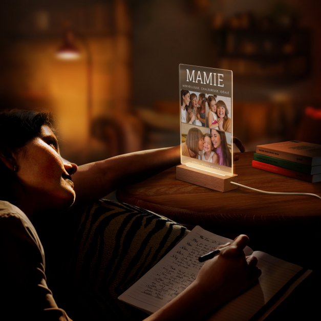 Lampe LED personnalisée de taille L avec photo pour mamie