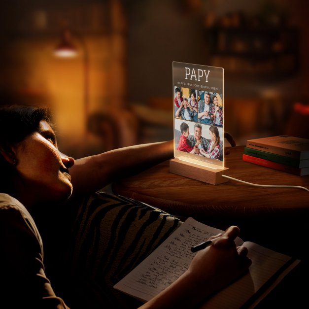 Lampe LED personnalisée de taille L avec photo pour papy