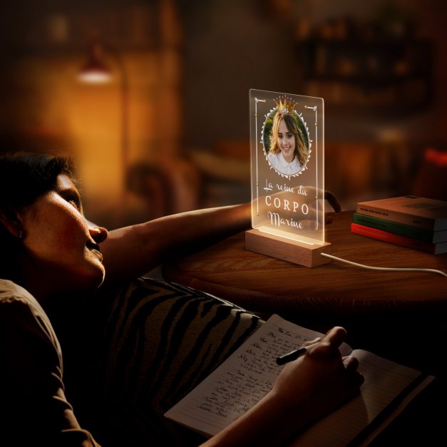 Lampe LED personnalisée de taille L avec photo pour une collègue