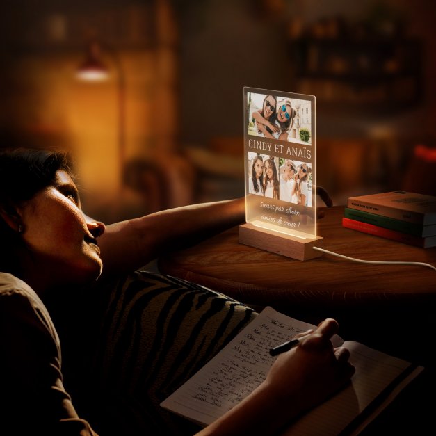 Lampe LED personnalisée de taille L avec photo pour amie sœur