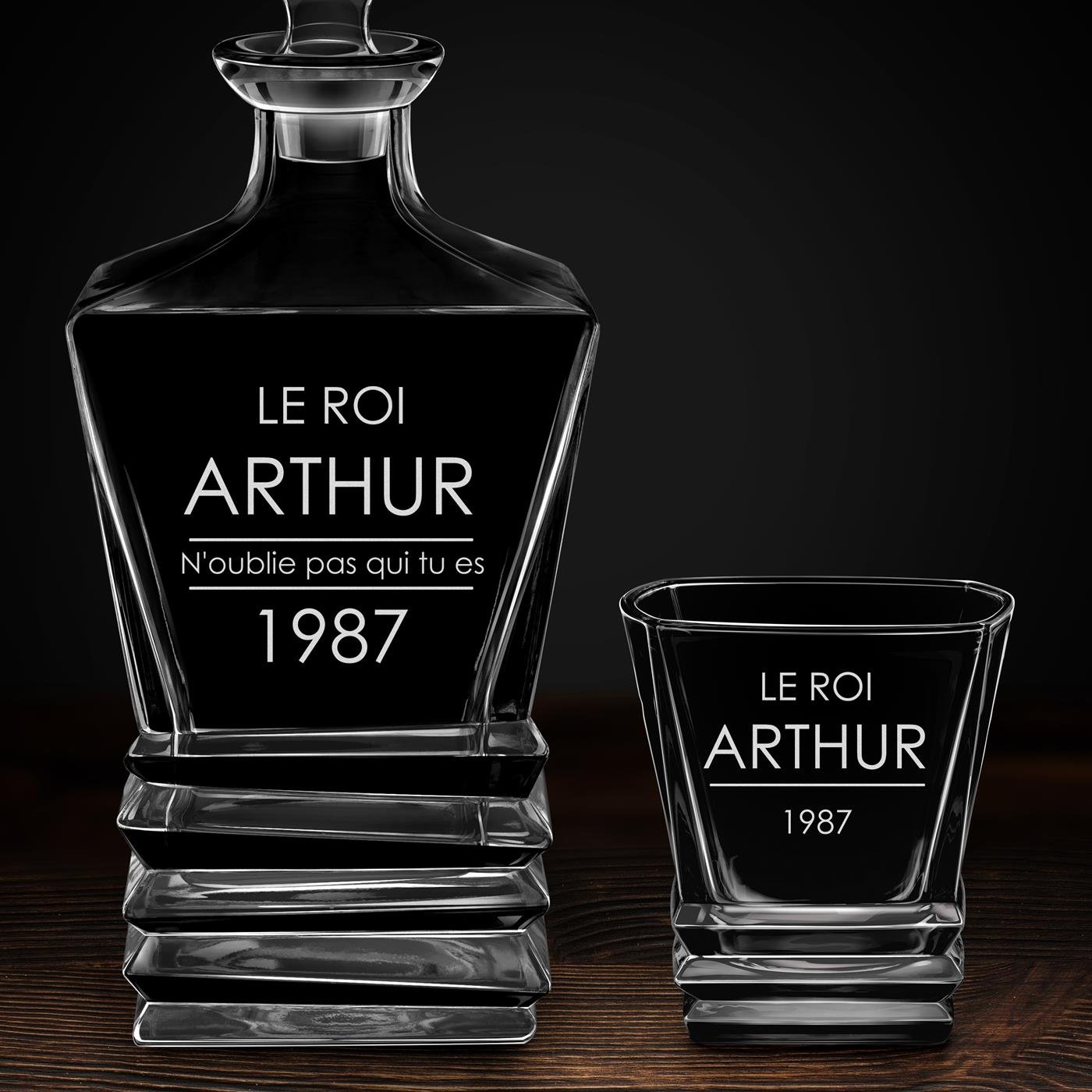 Ensemble Carafe Geometric et 6 verres avec gravure pour un homme élégant