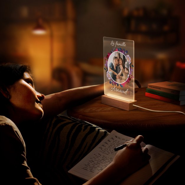 Lampe LED personnalisée de taille L avec photos de famille