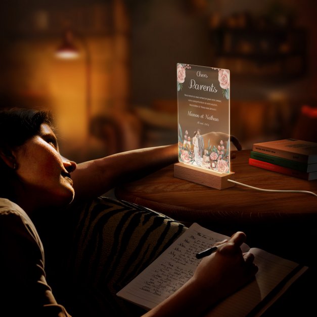 Lampe LED personnalisée de taille L pour parents remerciement mariage