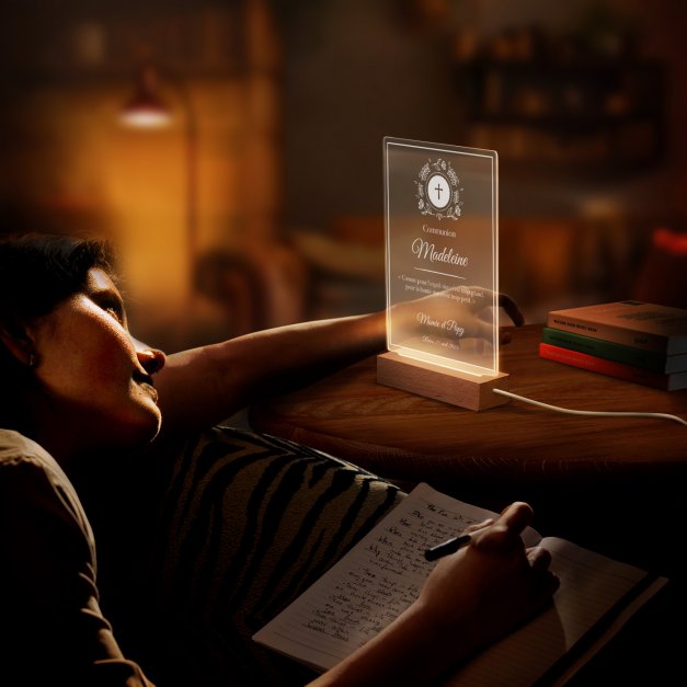 Lampe LED personnalisée de taille L souvenir de communion fille