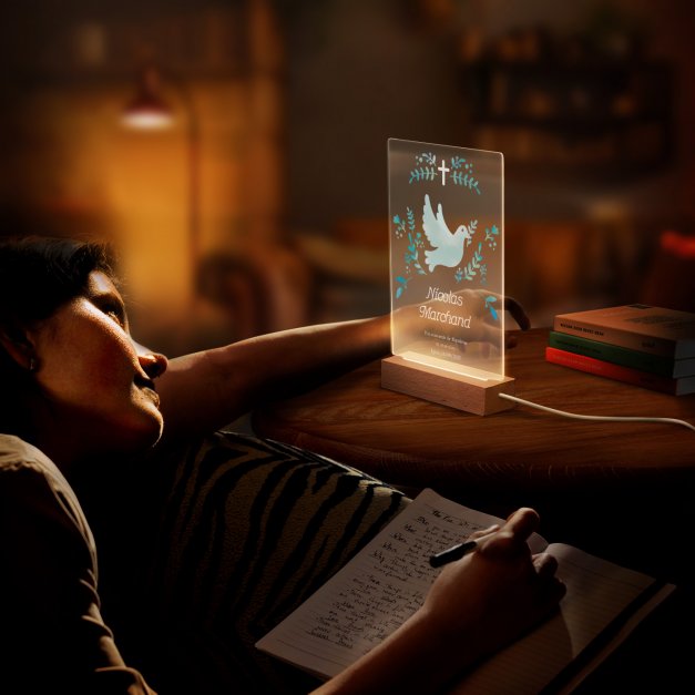 Lampe LED personnalisée de taille L pour filleul pour baptême