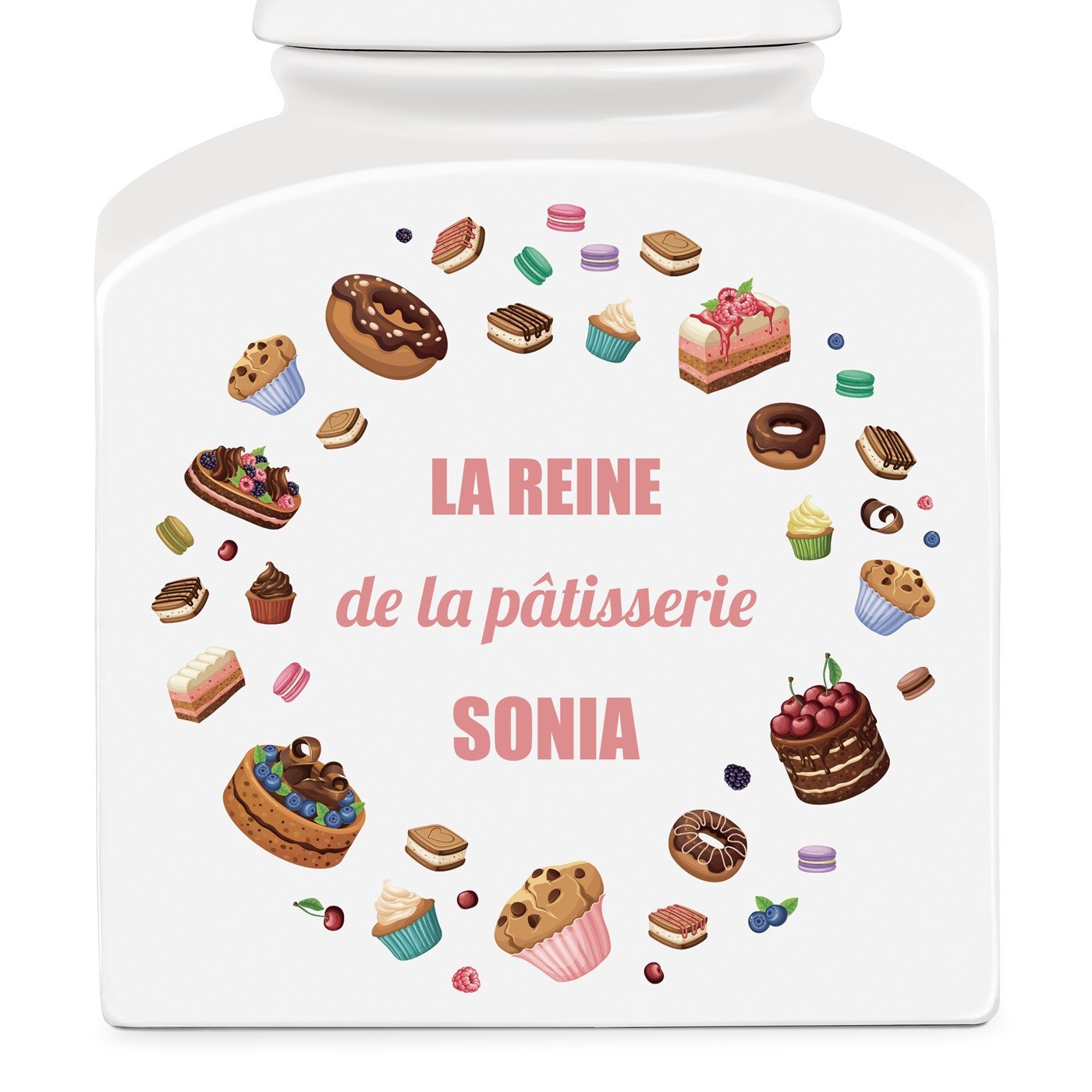 Pot à biscuits en céramique personnalisé pour la reine de la pâtisserie