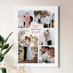 Collage photo sur toile personnalisée 50x70cm pour couple mariage