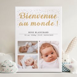 Collage photo sur toile personnalisée 50x70cm pour bébé