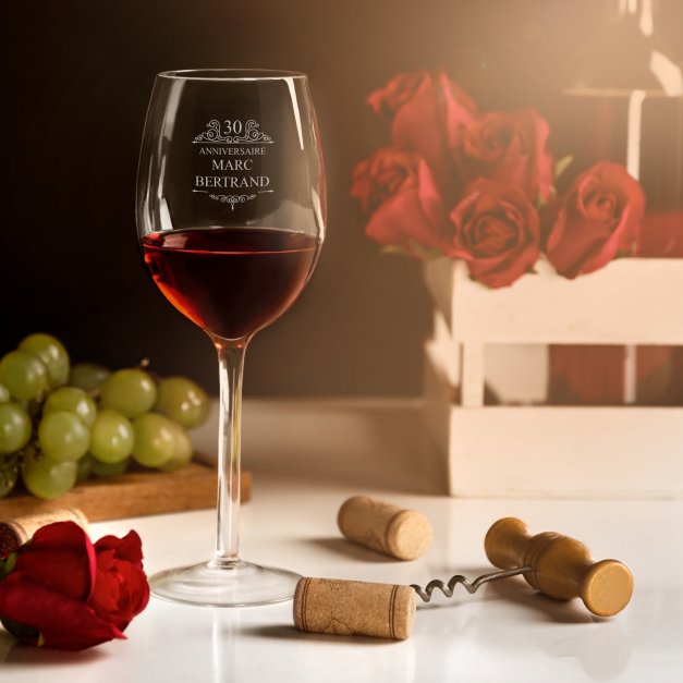 6 verres à vin avec gravure pour homme pour 30e anniversaire